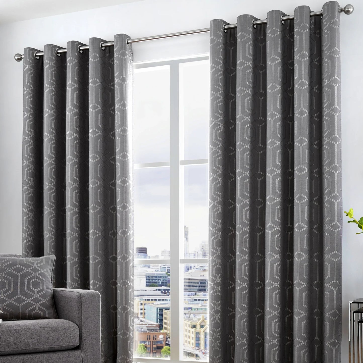 Camberwell Eyelet Curtains in Graphite by Curtina