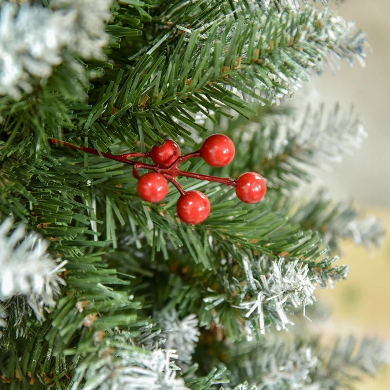 5FT Artificial Green Pencil Christmas Tree with Berries and Pinecones