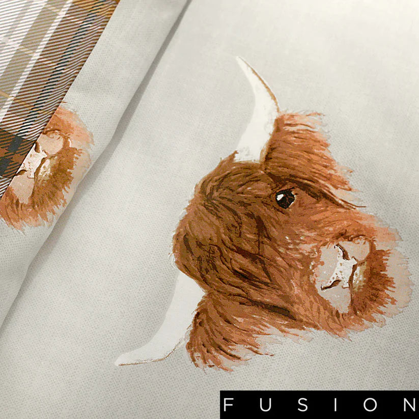 Highland Cow Ochre - Easy Care Duvet Cover Set - By Fusion