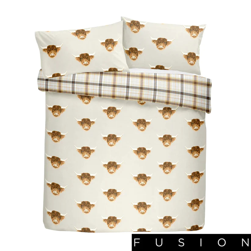 Highland Cow Ochre - Easy Care Duvet Cover Set - By Fusion