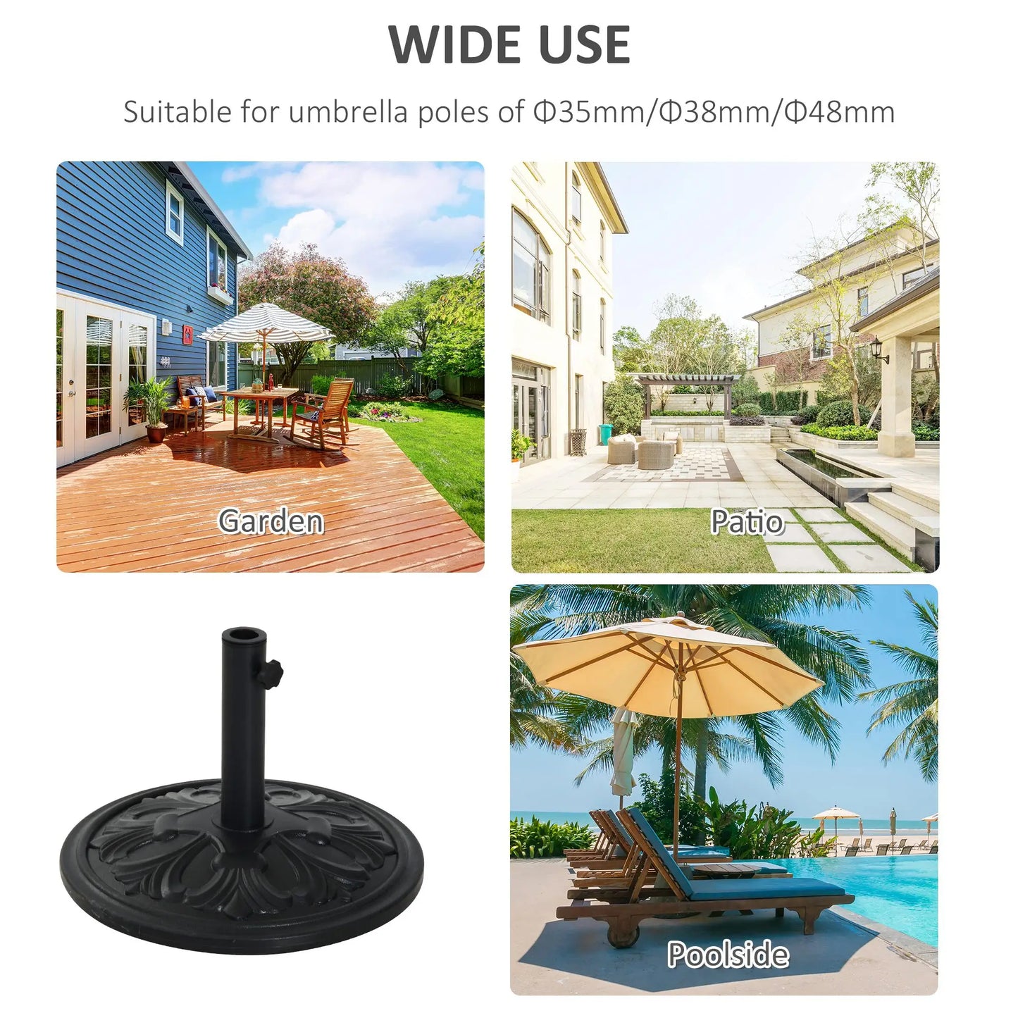 13kg Round Parasol Base - Black