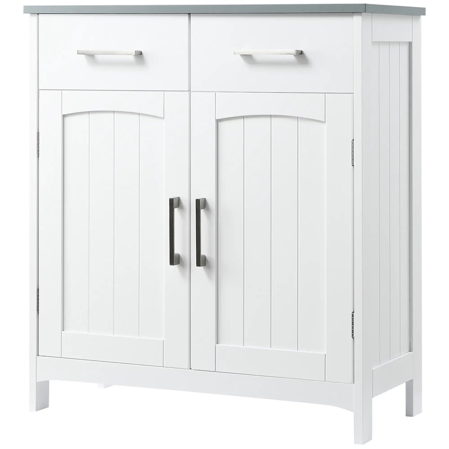 Freestanding White Bathroom Cabinet, Storage Cupboard with 2 Drawers