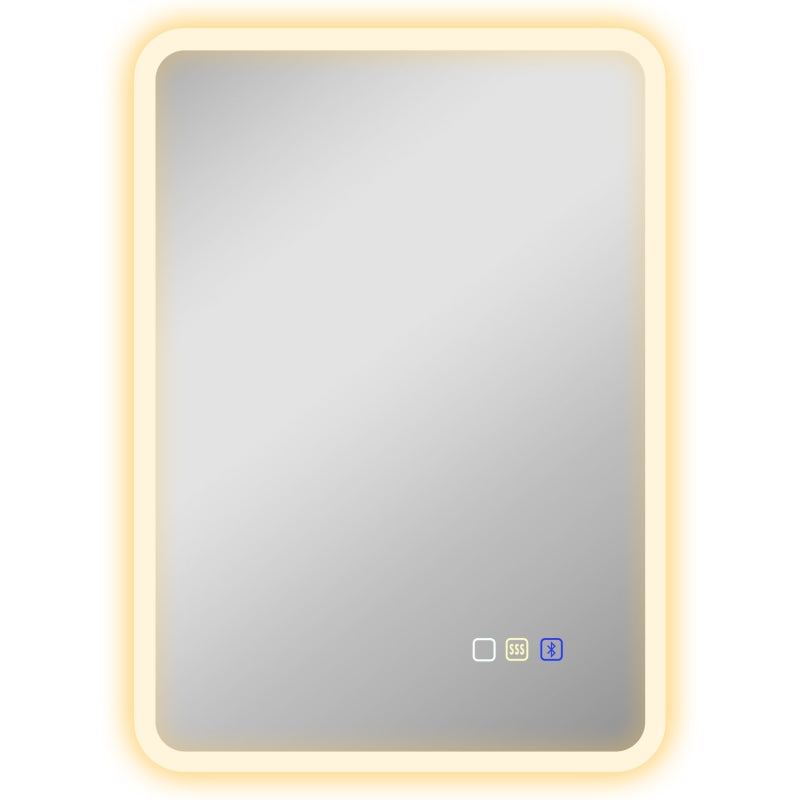 Backlit Illuminated Bathroom Mirror with LED Lights and Bluetooth - Silver Tone