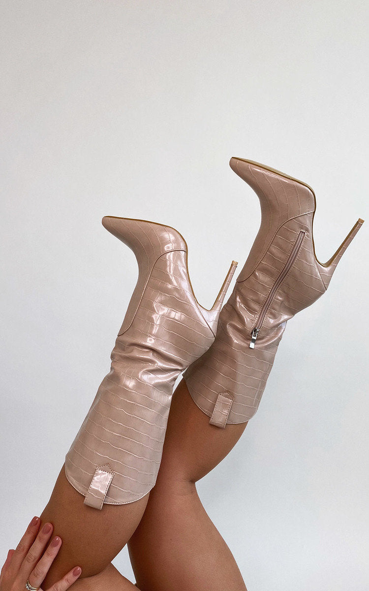 Knee High Pointed Heel Boots