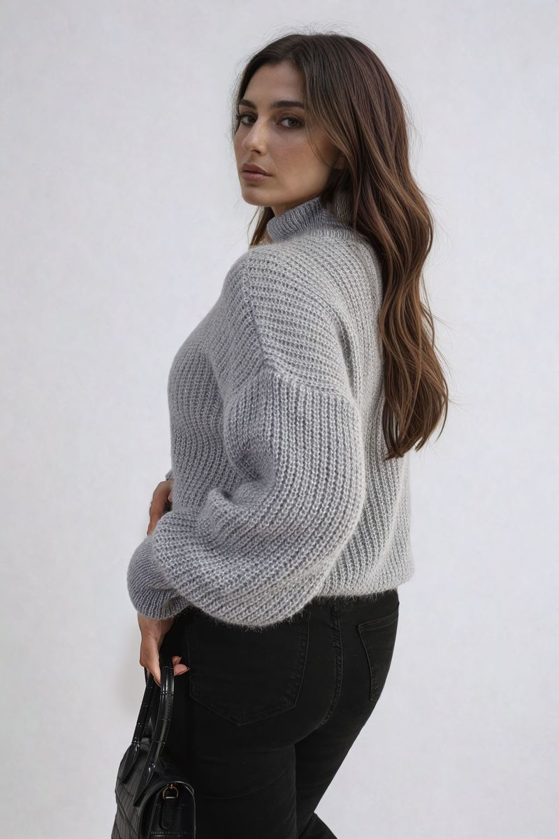 Buttons Long Sleeves Chunky Knit Top