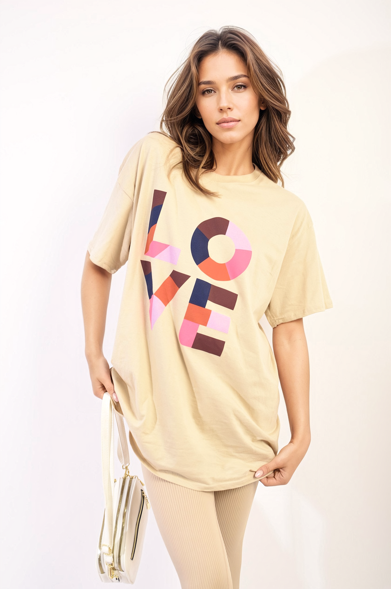 Oversized Love Slogan Print Top