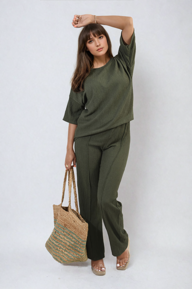 Cheesecloth Pattern Top and Trouser Co-ord Set