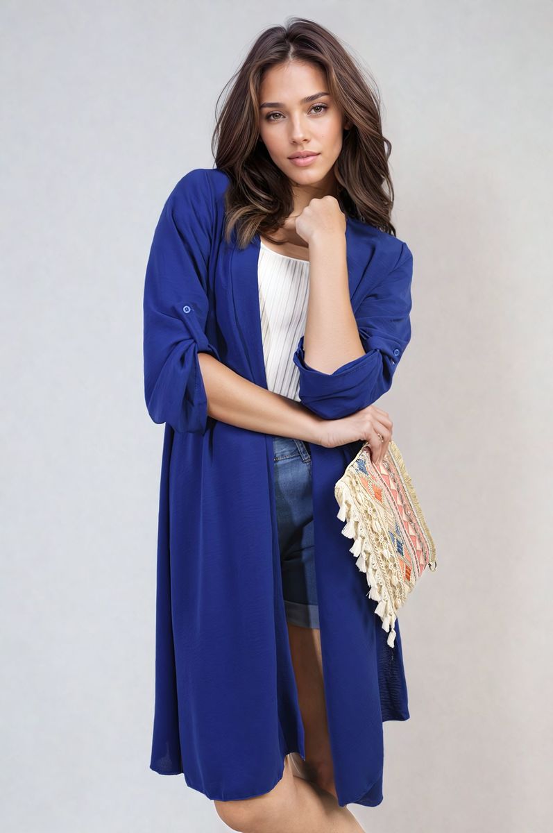 Open Front Knitted Long Cardigan