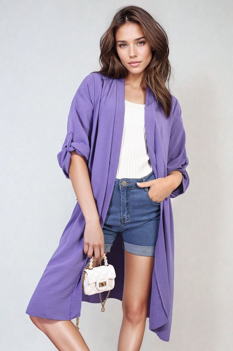 Open Front Knitted Long Cardigan