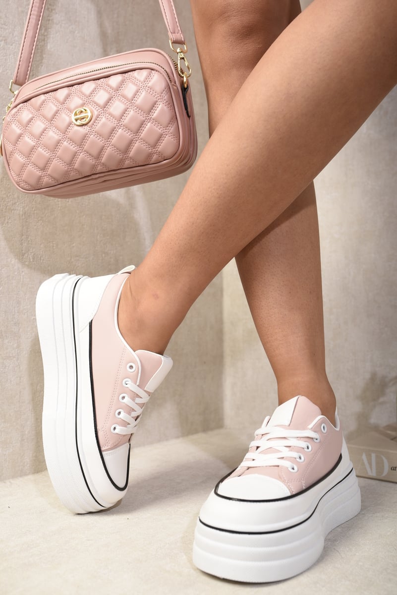 Platform Wedge Lace Up Trainers - 5 Colours