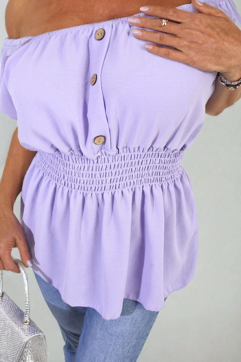 Button Front Cinched Waist Top