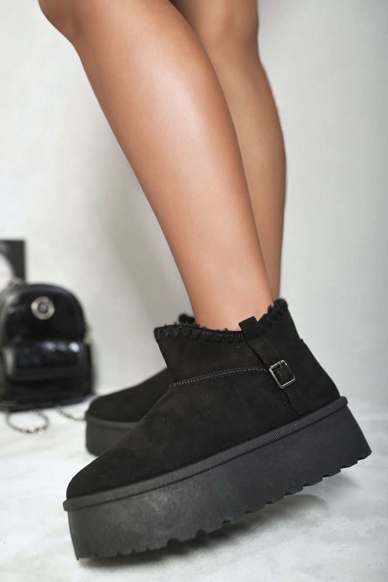 Fur-lined Platform Ankle Boots