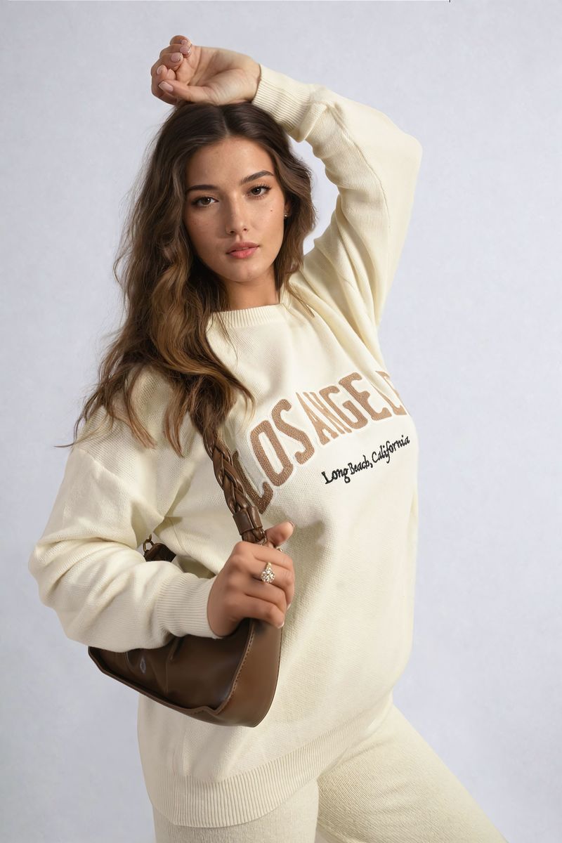 Los Angeles Graphic Long Sleeve Knitted Jumper (One Size 8 - 16)