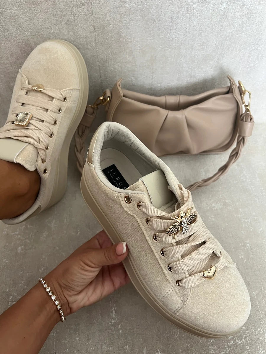 Lace Up Platform Trainers With Decorative Details