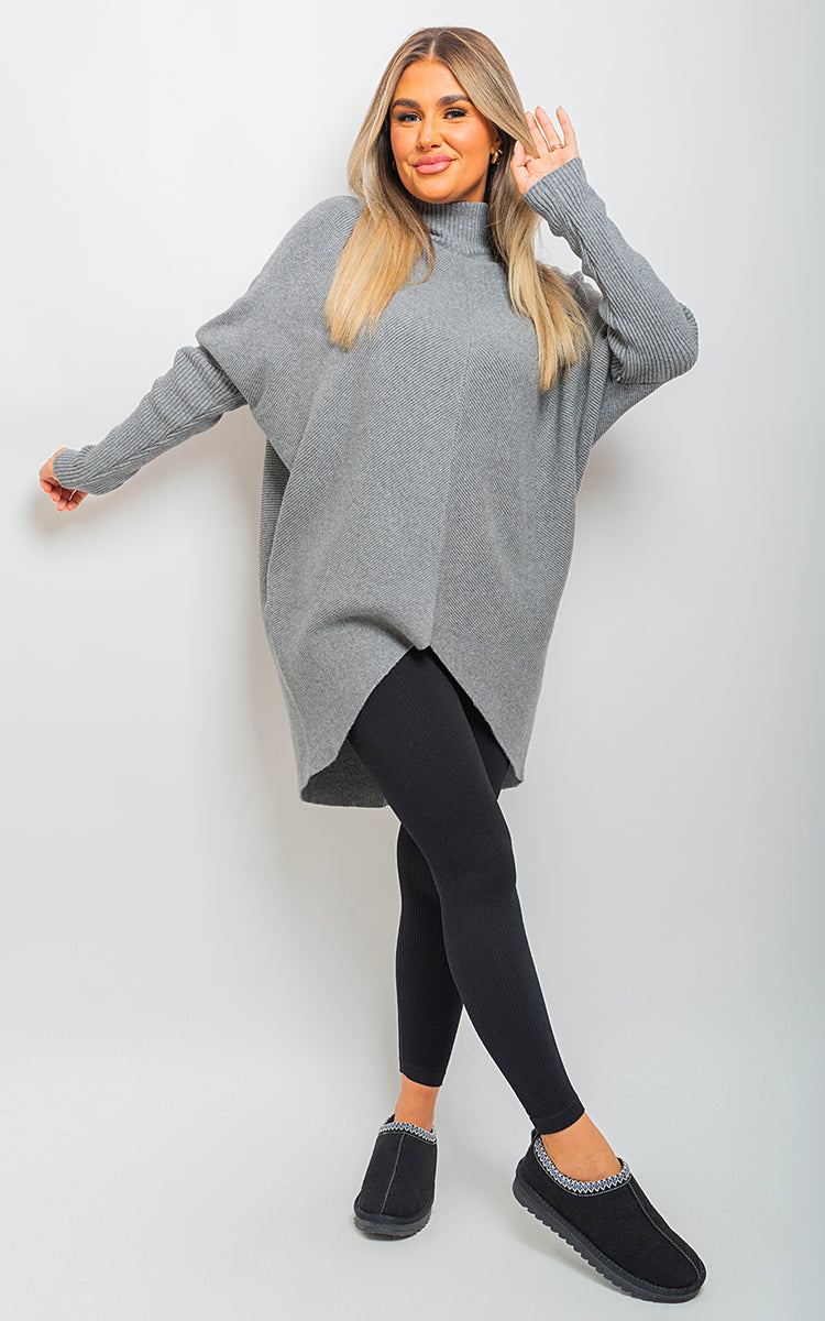 Turtle Neck Longline Knitted Jumper