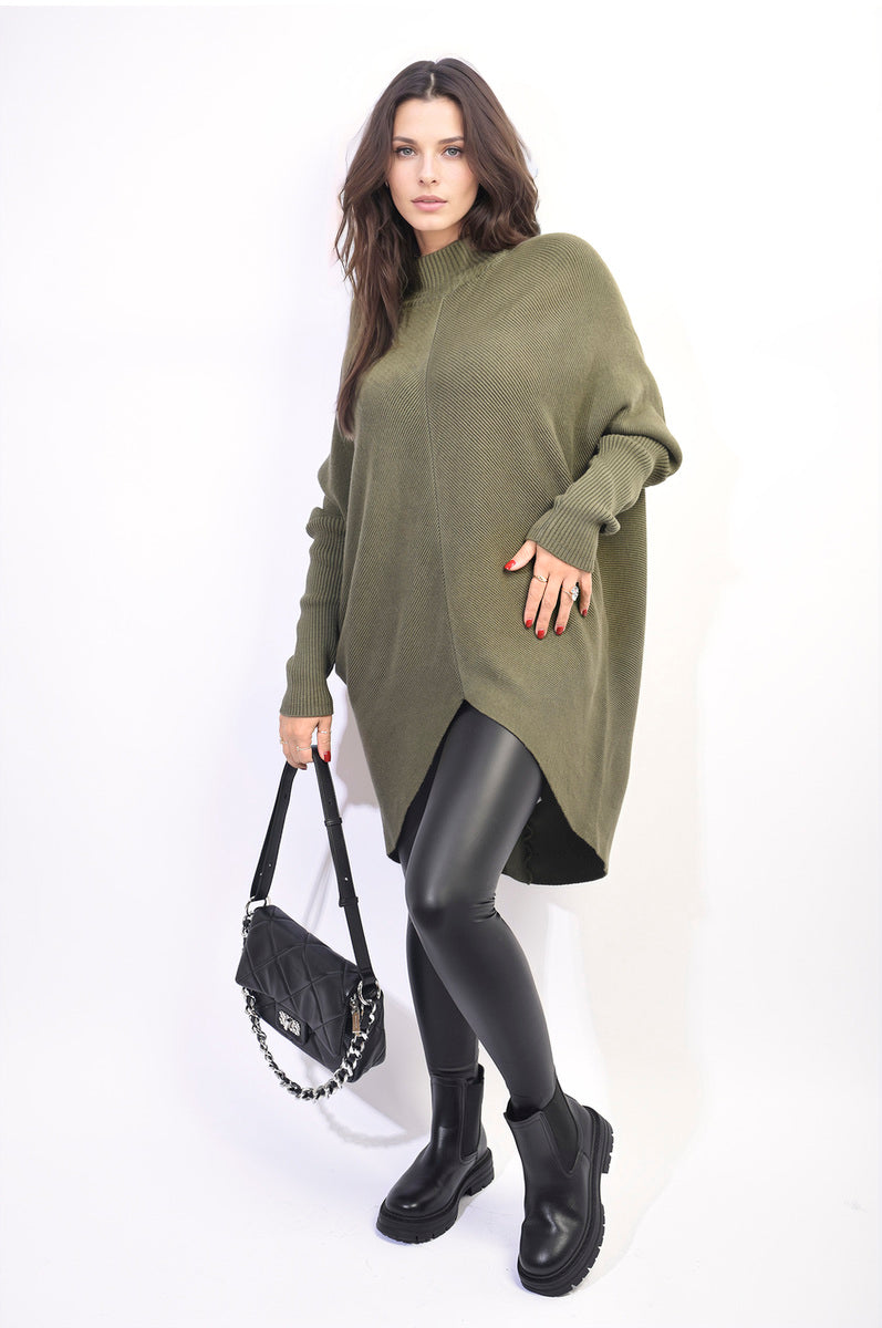 Turtle Neck Longline Knitted Jumper