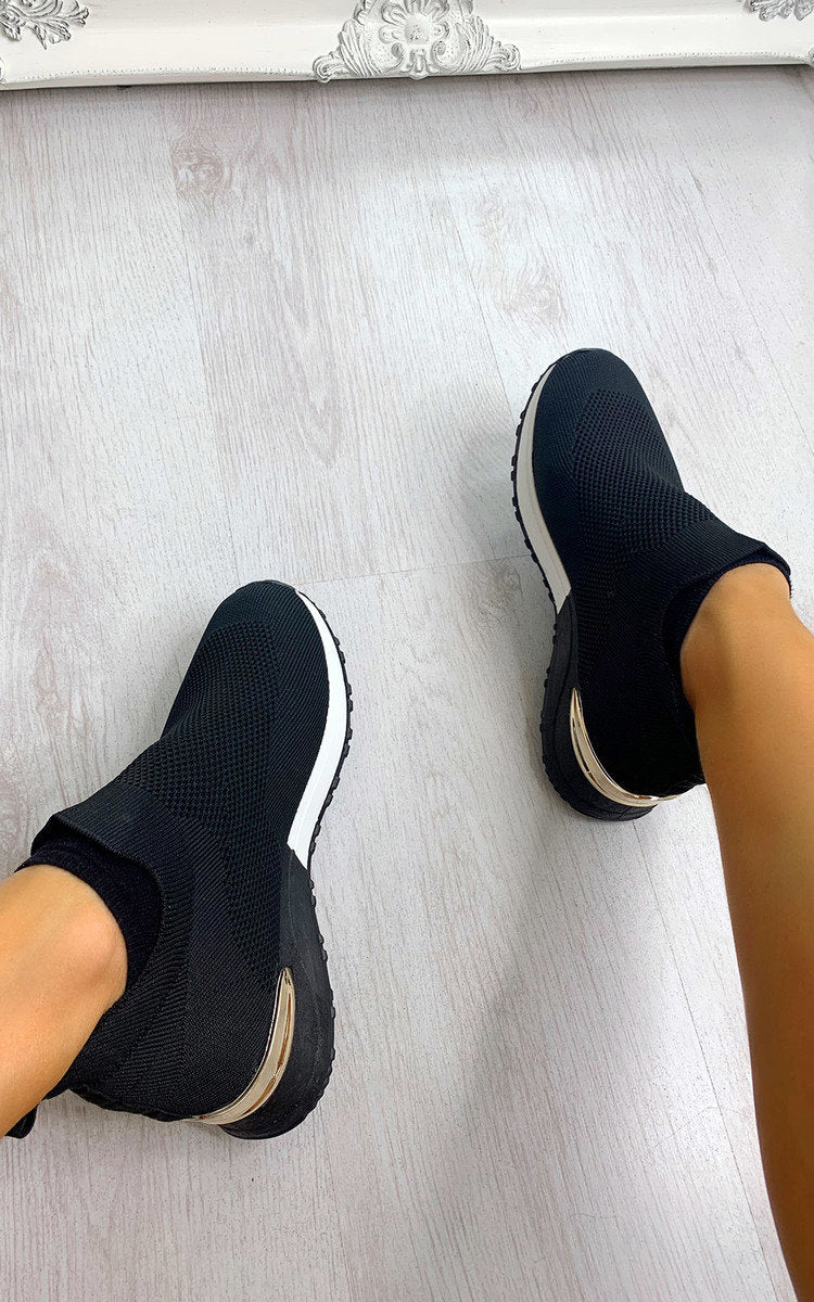 Slip On Sock Wedge Trainers