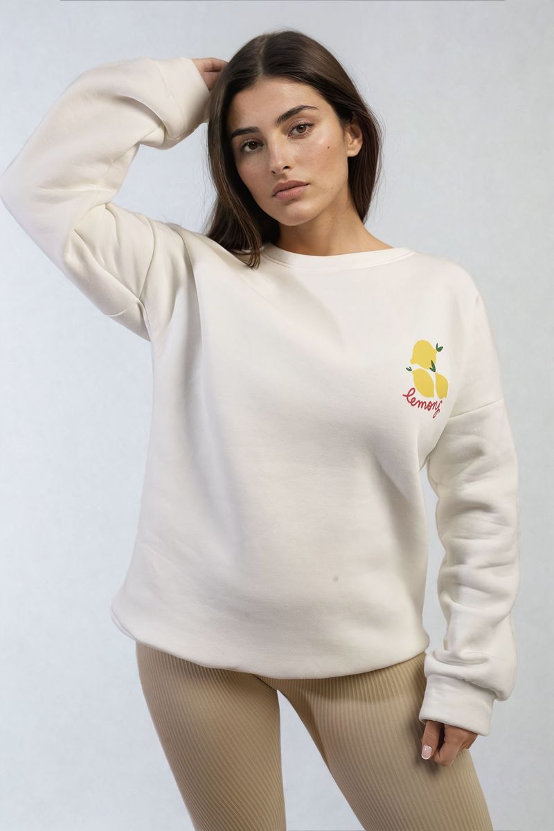 Lemon Graphic Long Sleeve Knitted Jumper