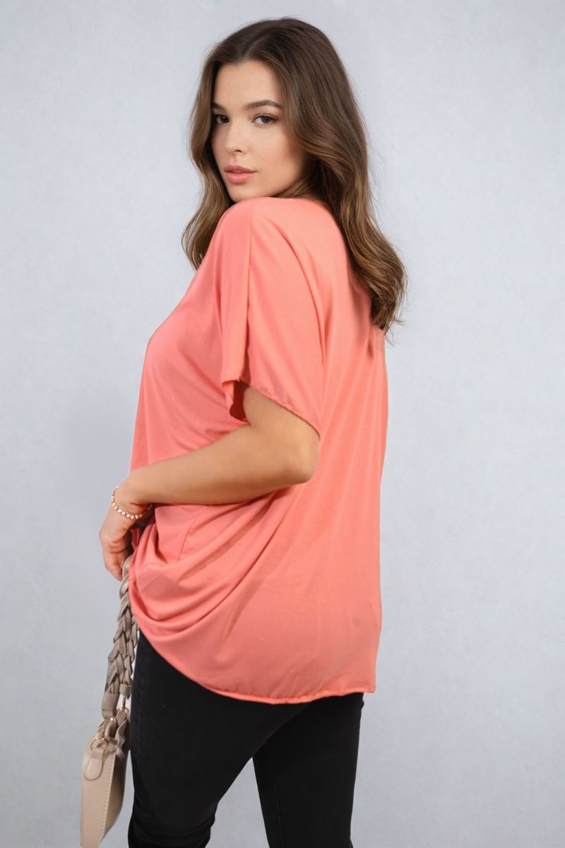 Short Sleeve V-Neck Loose Top