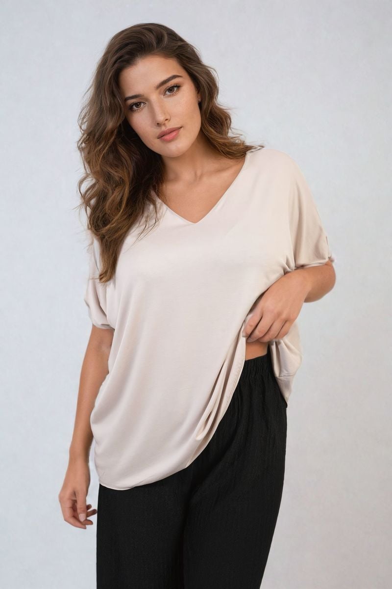 Short Sleeve V-Neck Loose Top