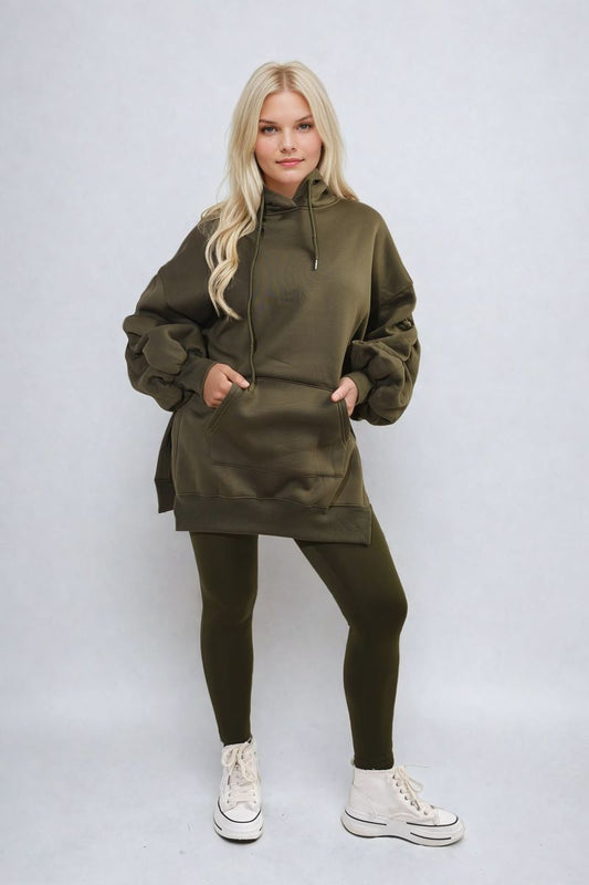 Oversized Hoodie with Side Split and Leggings Co ord Set