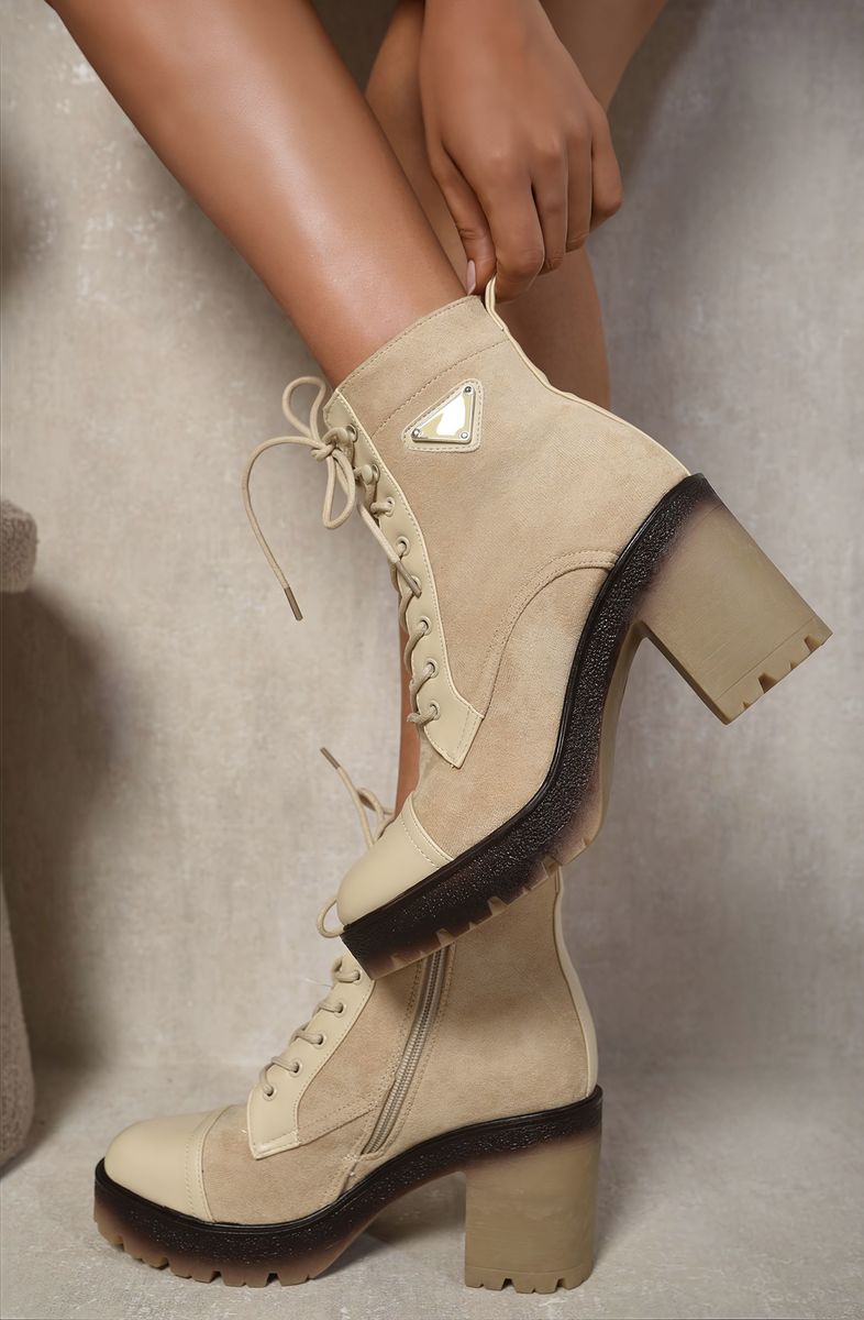 Lace Up Combat Heeled Ankle Boots