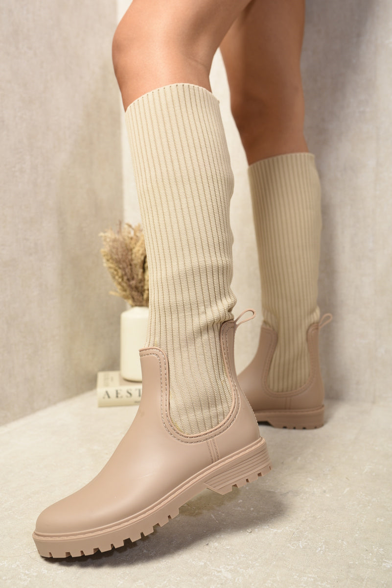 High Sock Platform Boots