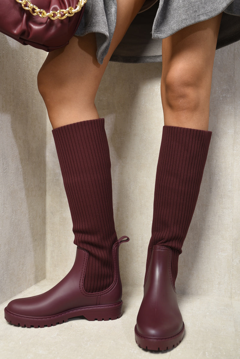 High Sock Platform Boots