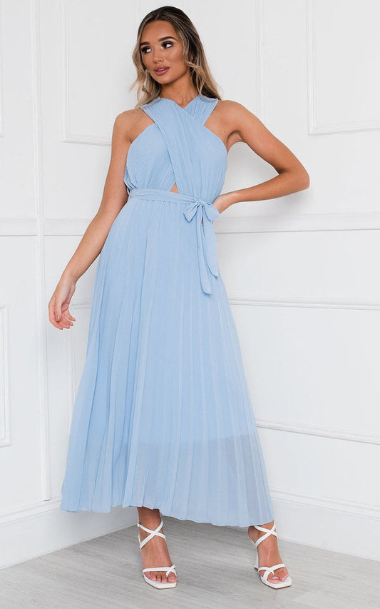 Pleated Crossover Maxi Dress