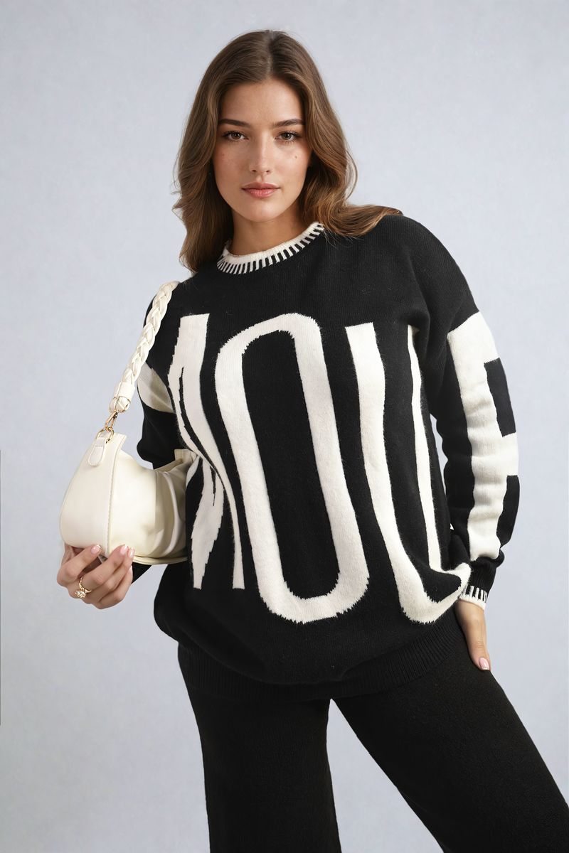 Amour Graphic Long Sleeve Knitted Jumper