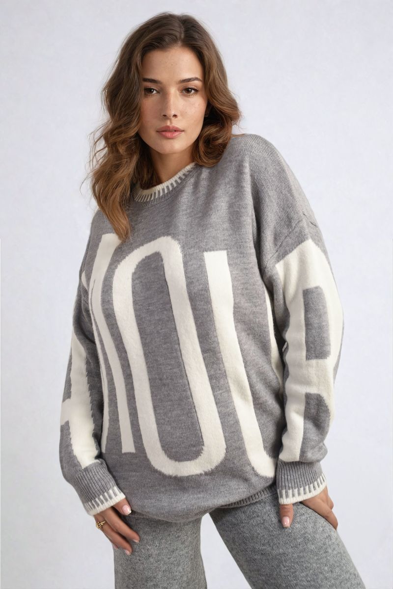 Amour Graphic Long Sleeve Knitted Jumper