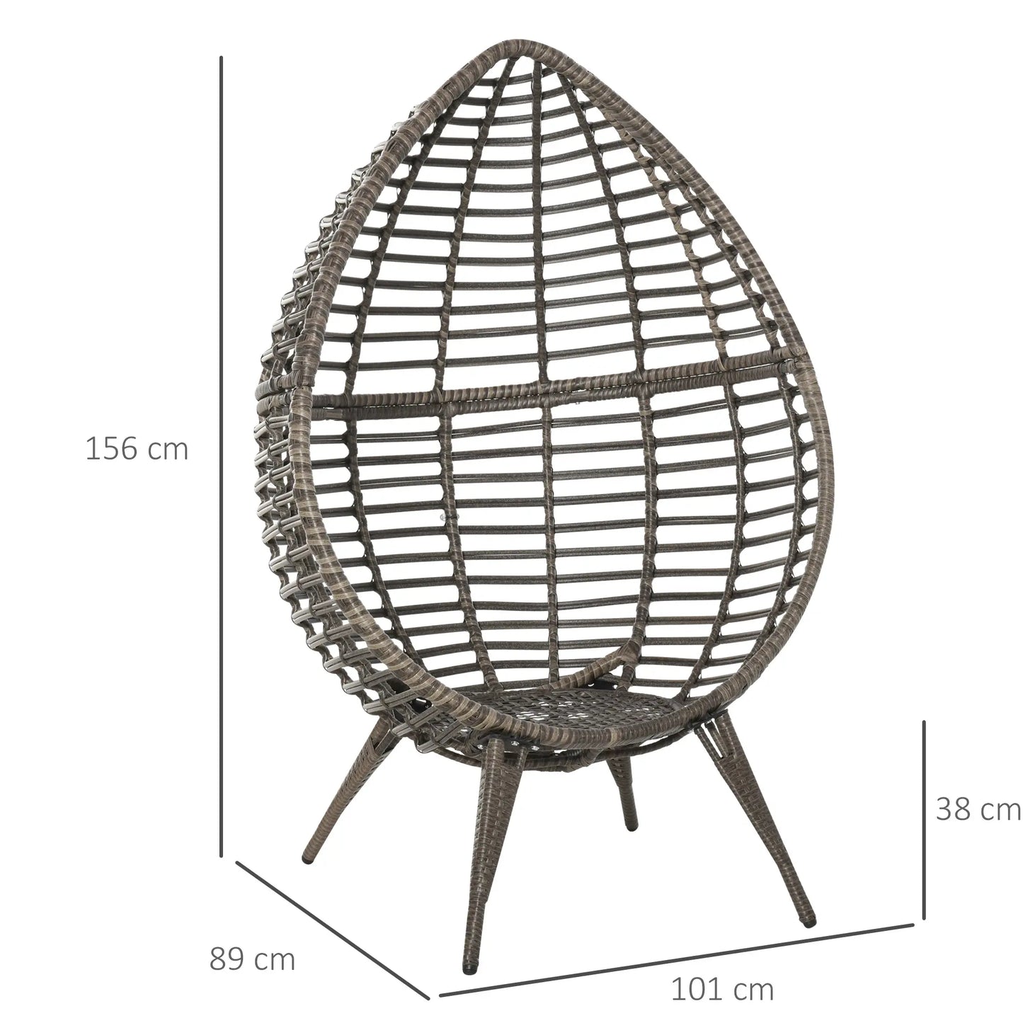 Egg-Shaped Rattan Garden Chair with Thick Cushions