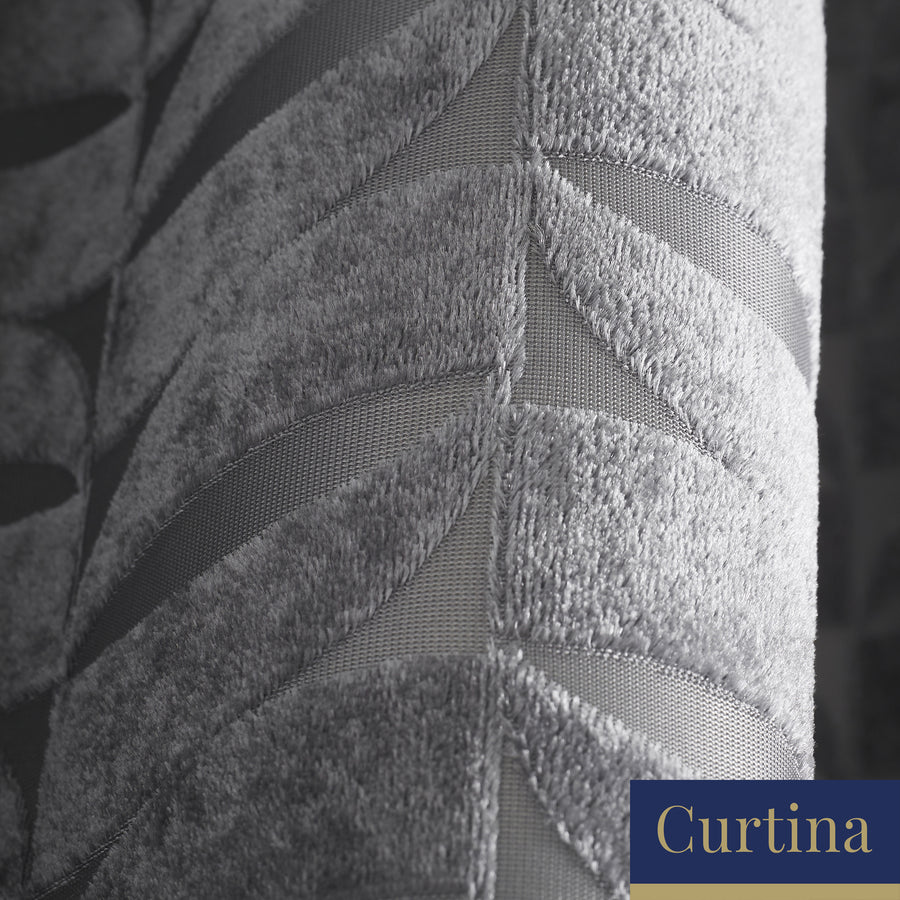 Kendal - Geometric Jacquard Eyelet Curtains in Charcoal - By Curtina