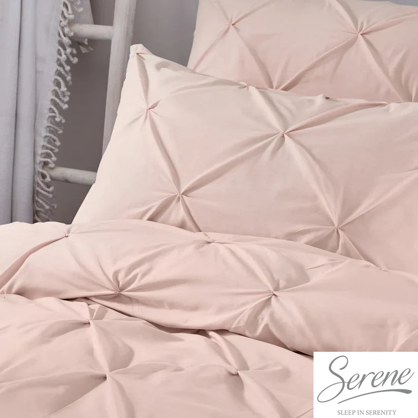 Lara Pleated Duvet Cover Set in Blush - by Serene