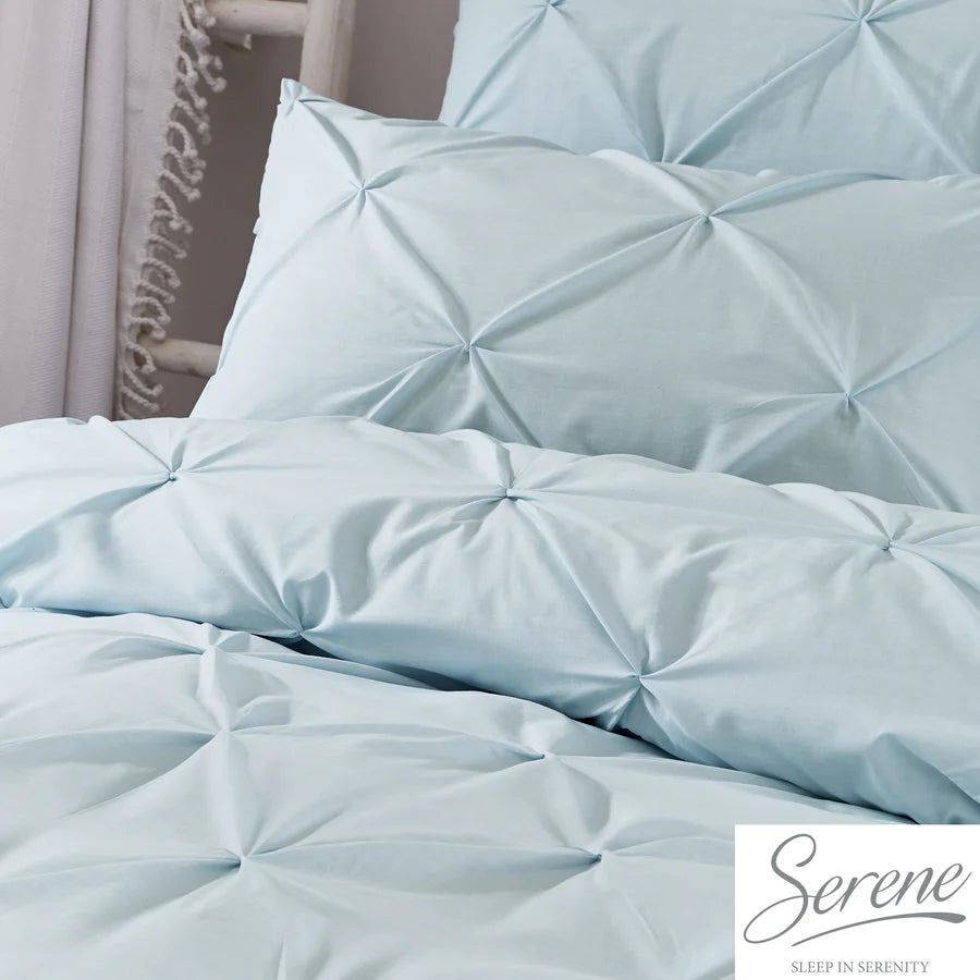 Lara Pleated Duvet Cover Set in Duck Egg - by Serene