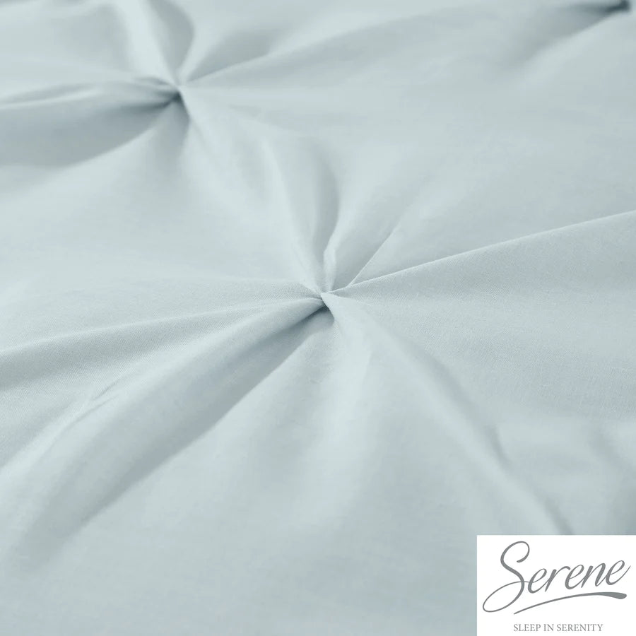 Lara Pleated Duvet Cover Set in Duck Egg - by Serene