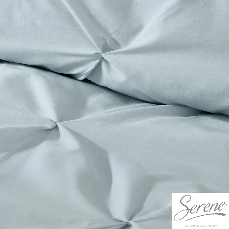 Lara Pleated Duvet Cover Set in Duck Egg - by Serene