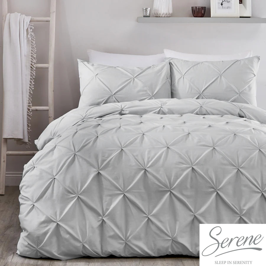 Lara Pleated Duvet Cover Set in Silver - by Serene