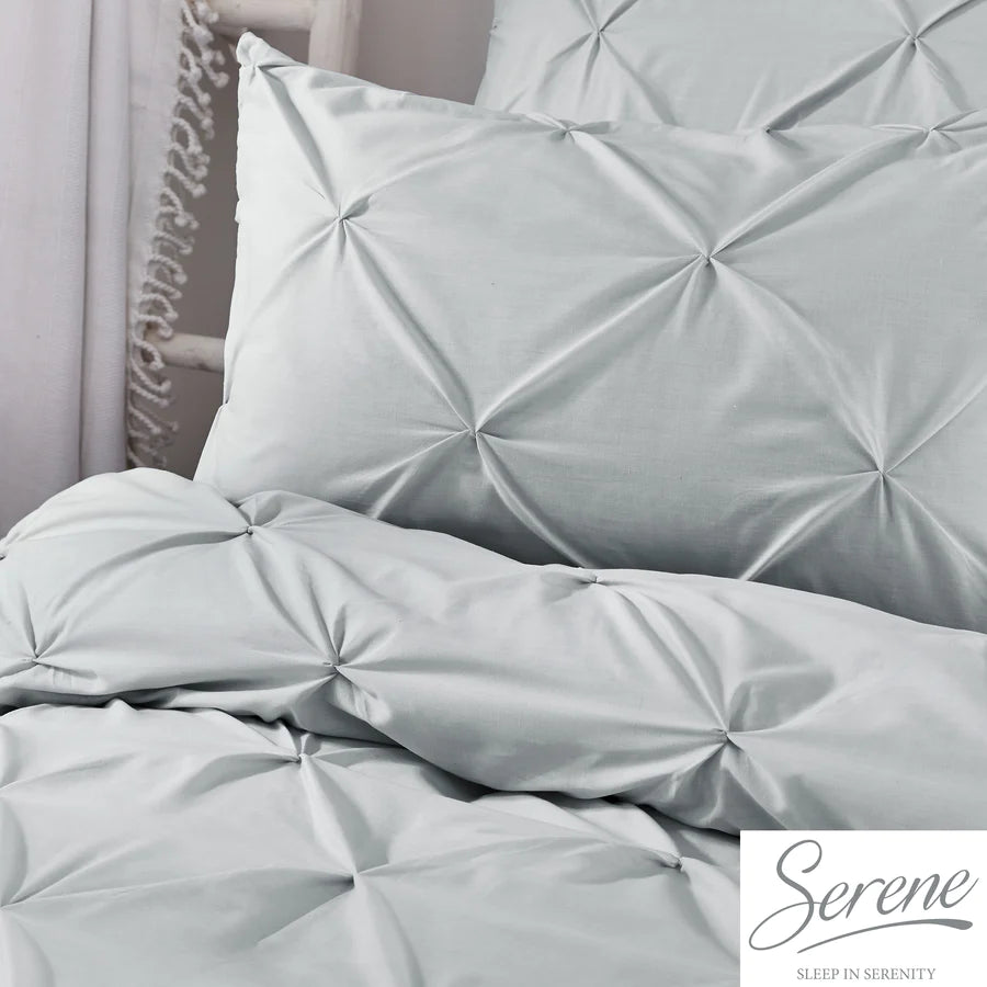 Lara Pleated Duvet Cover Set in Silver - by Serene