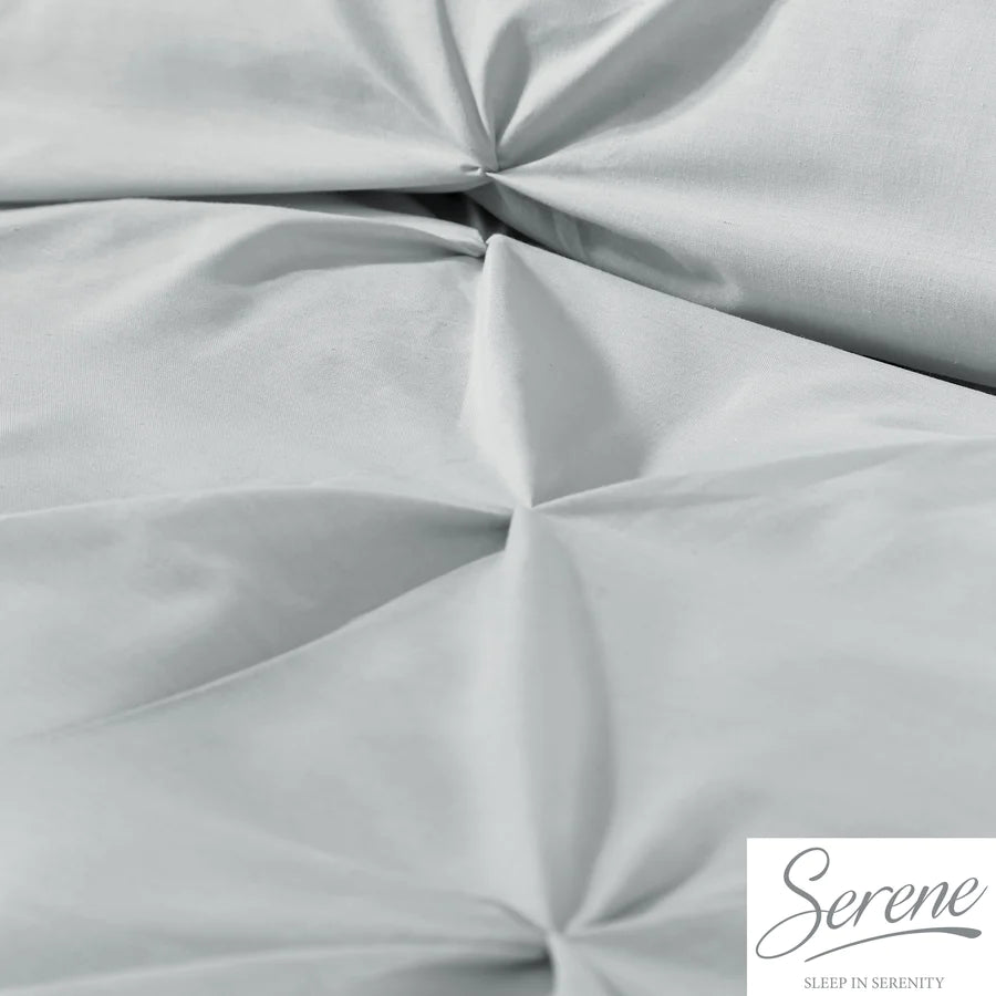 Lara Pleated Duvet Cover Set in Silver - by Serene