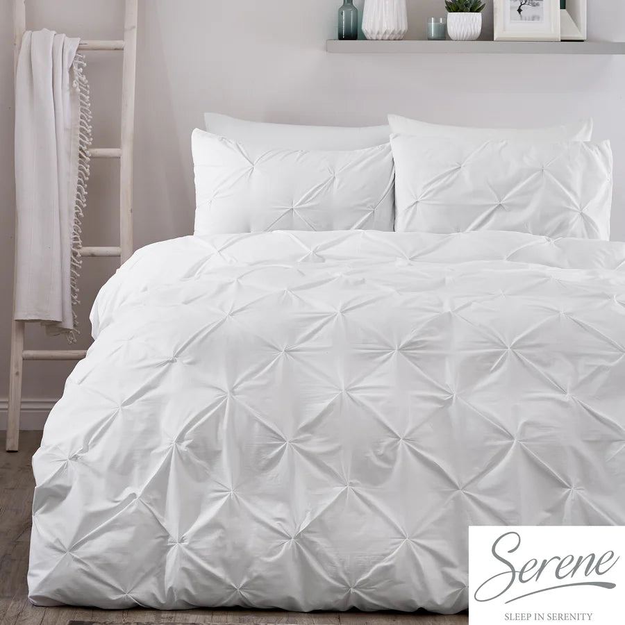 Lara Pleated Duvet Cover Set in White - by Serene