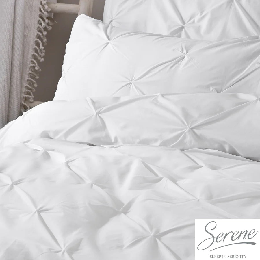 Lara Pleated Duvet Cover Set in White - by Serene