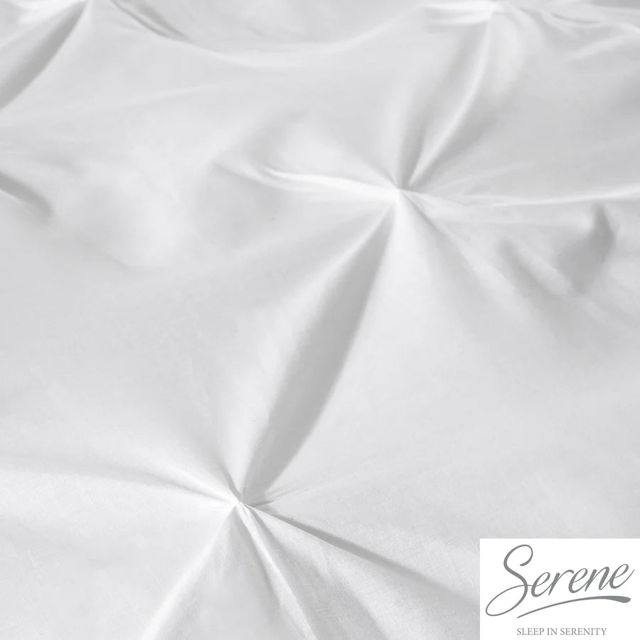 Lara Pleated Duvet Cover Set in White - by Serene