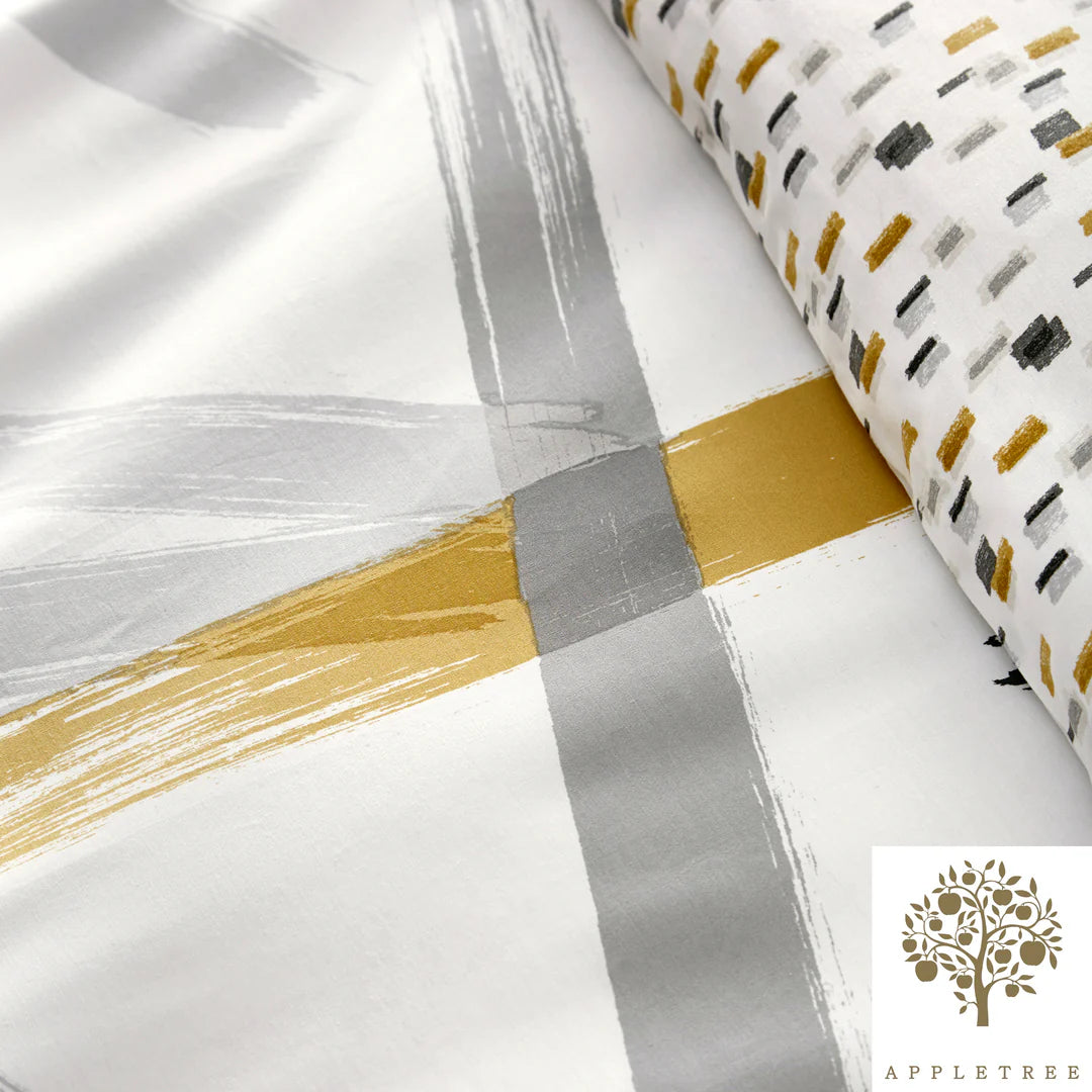 Leda - 100% Cotton Duvet Cover Set in Grey & Ochre by Appletree Style