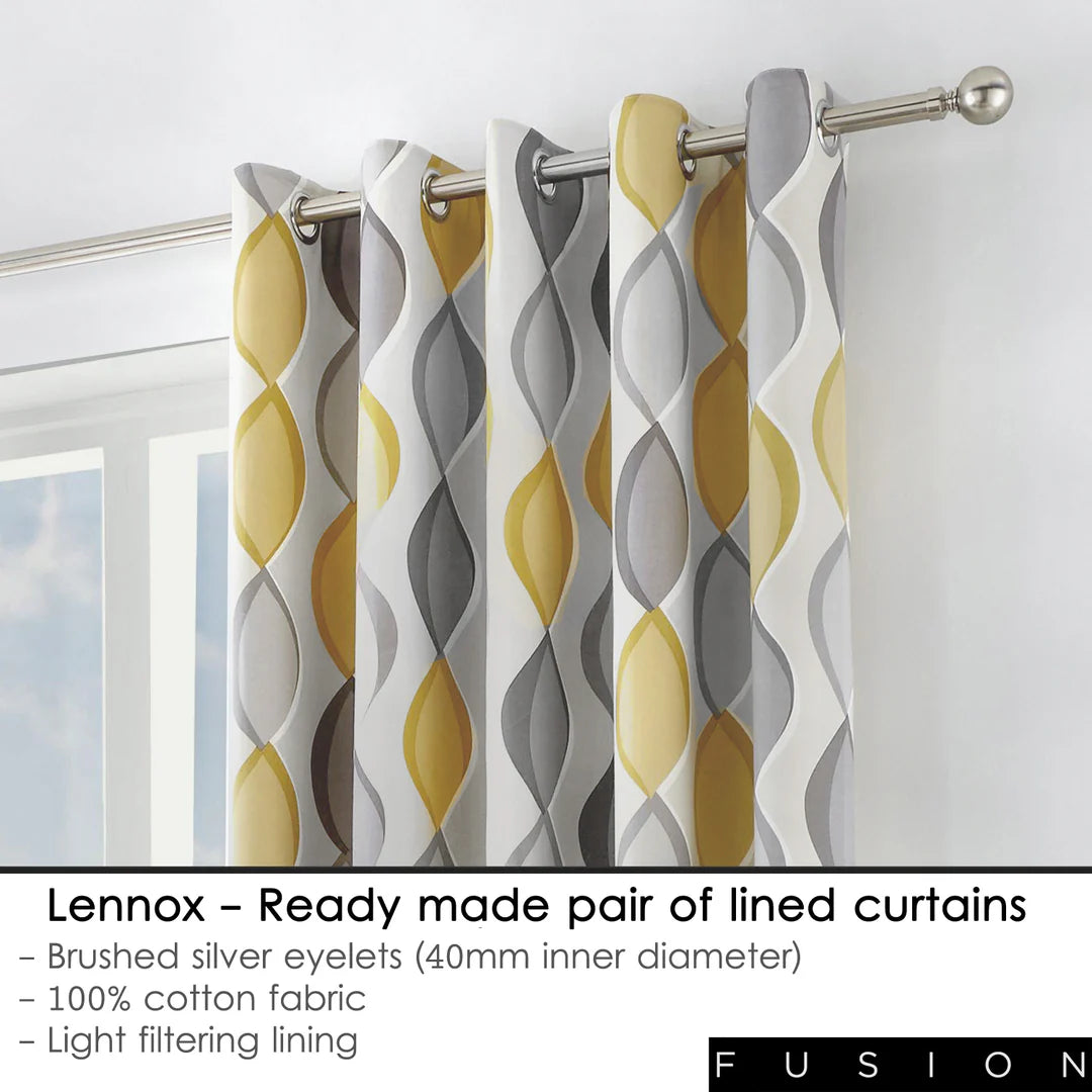 Lennox - 100% Cotton Lined Eyelet Curtains in Grey - by Fusion