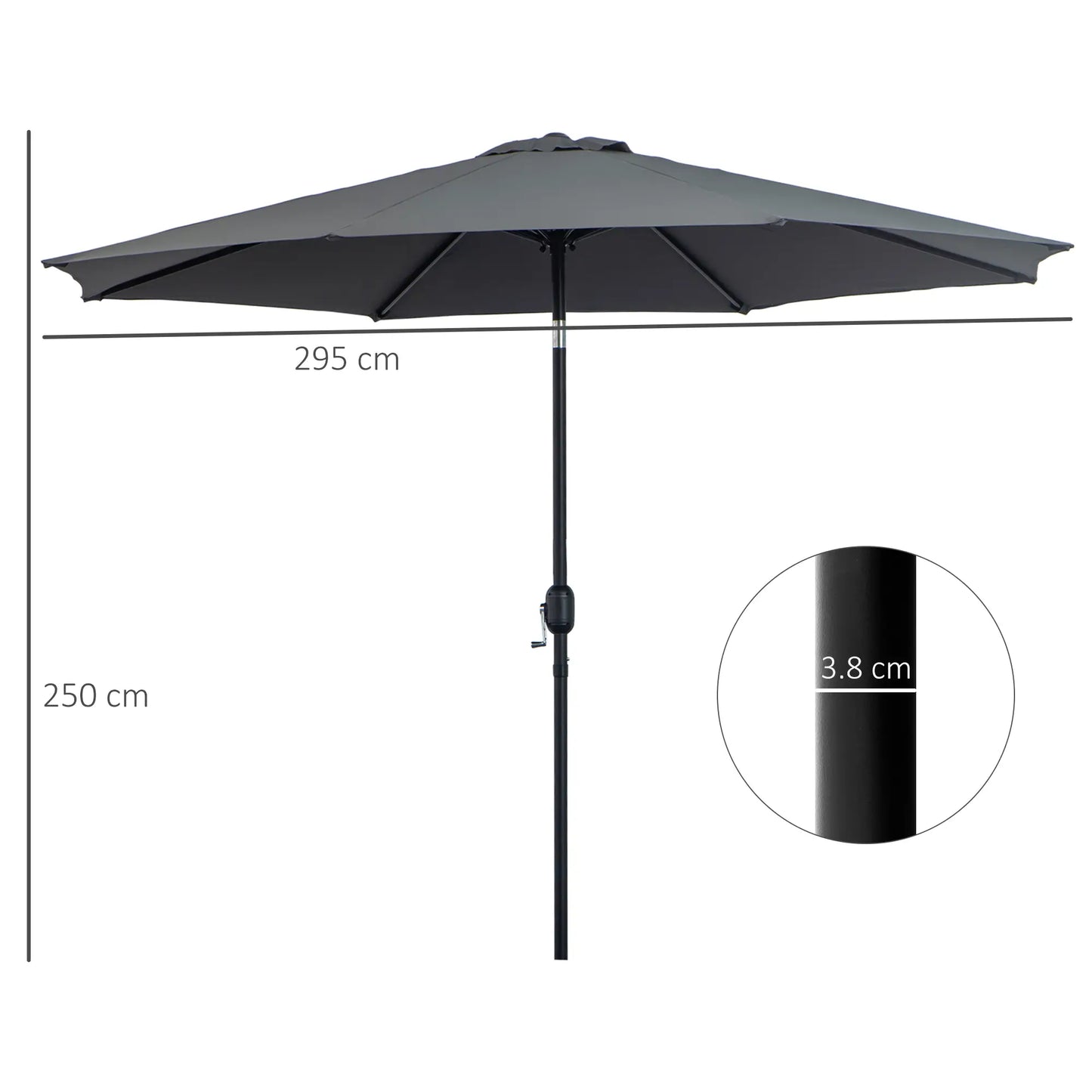 3M Tilting Garden Parasol - Dark Grey