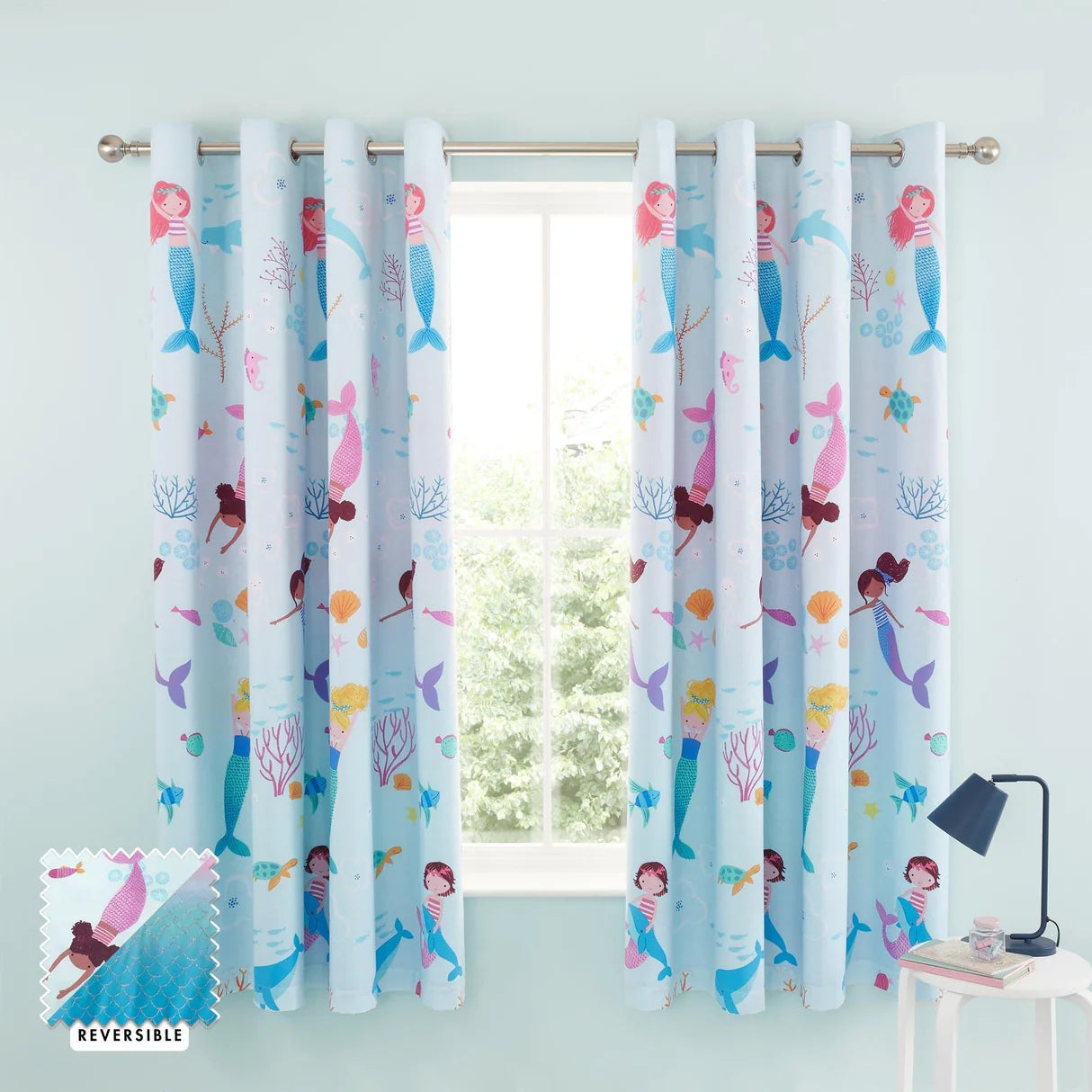 Mermaid Eyelet Curtains by Catherine Lansfield Kids