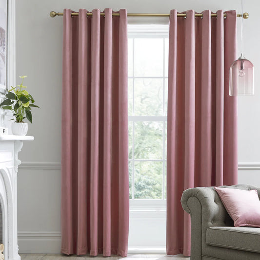 Montrose - Blackout Velvet Eyelet Curtains in Blush - by Laurence Llewelyn-Bowen