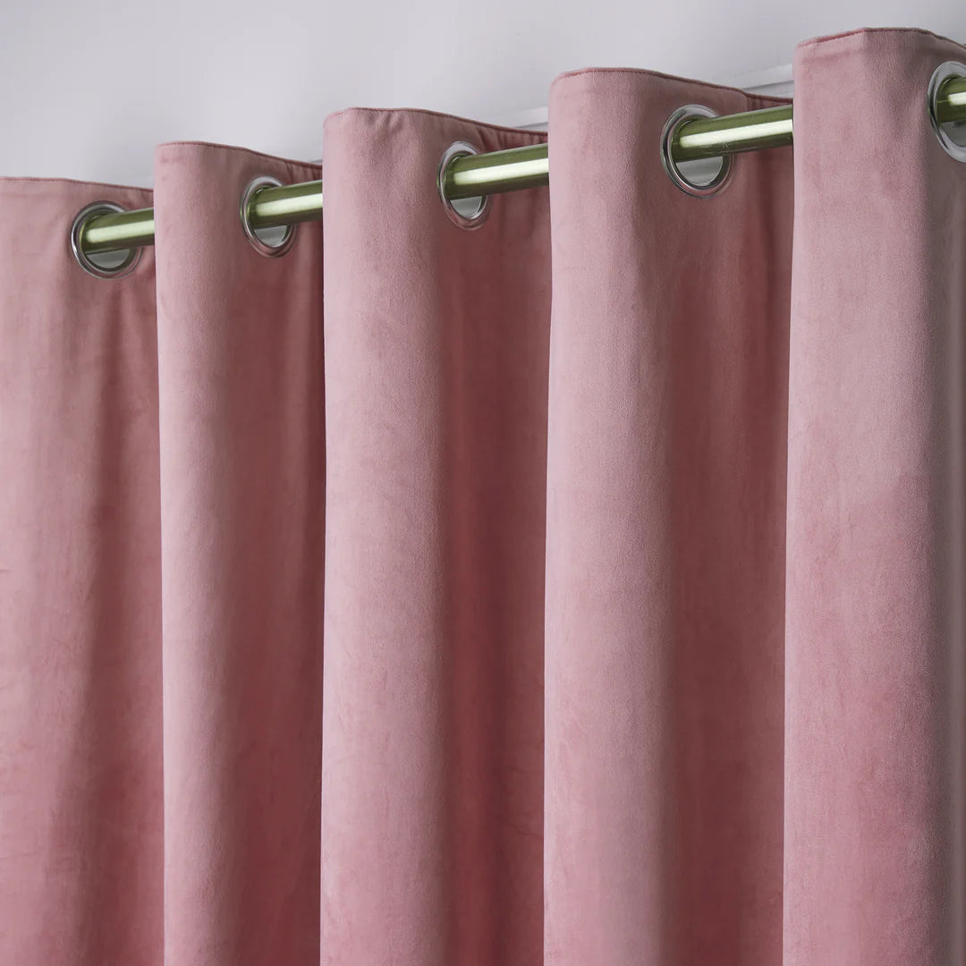 Montrose - Blackout Velvet Eyelet Curtains in Blush - by Laurence Llewelyn-Bowen