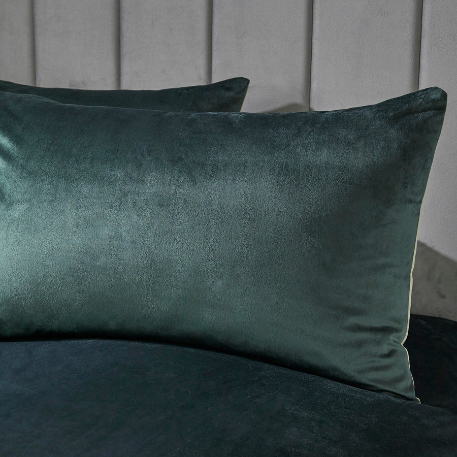 Bottle Green Montrose Luxury Velvet Duvet Cover Set by Laurence Llewelyn-Bowen